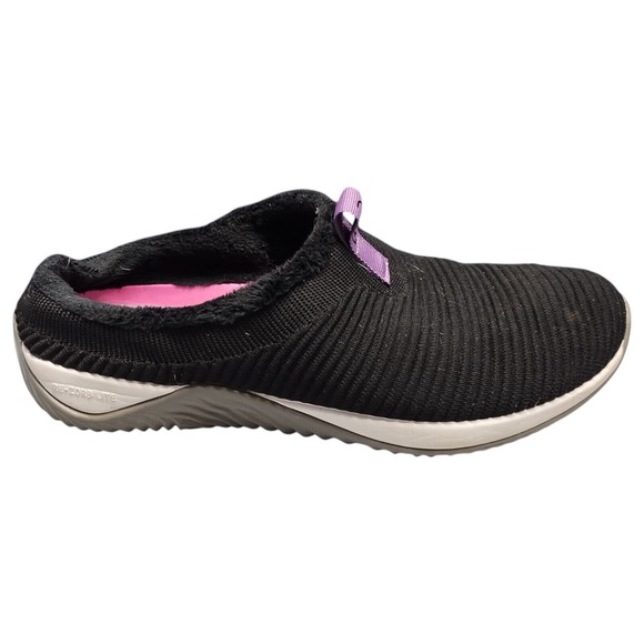 Ryka Echo Mule Shoes Women Sz 8 Black Fur Trim Lined Comfort Slip On Rubber Sole - Picture 1 of 14
